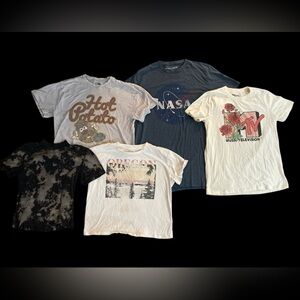 Women’s novelty Y2K retro tee lot cropped & long hot potato MTV NASA Fun Etc S